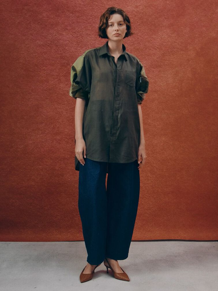 Ivette Woven Pointed-Toe Slingback Pumps, Brown, hi-res