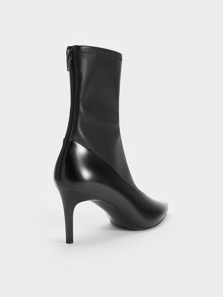Pointed-Toe Back-Zip Stiletto-Heel Ankle Boots, Black Boxed, hi-res