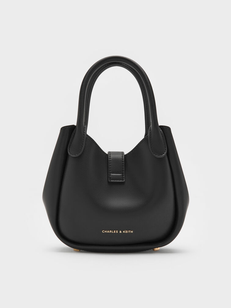 حقيبة توت "أجاثا" بلمسة سلسلة, أسود, hi-res