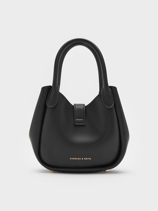 حقيبة توت "أجاثا" بلمسة سلسلة, أسود, hi-res