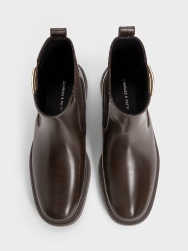 Lando Metallic-Buckle Chelsea Boots, Dark Brown, hi-res