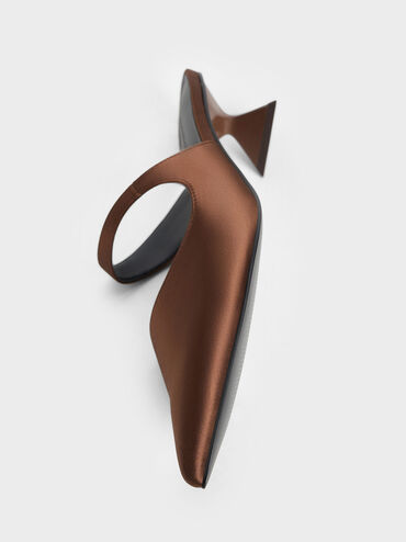 حذاء أنيق بكعب مبتكر وتصميم جانبي غير متناظر, بني داكن, hi-res