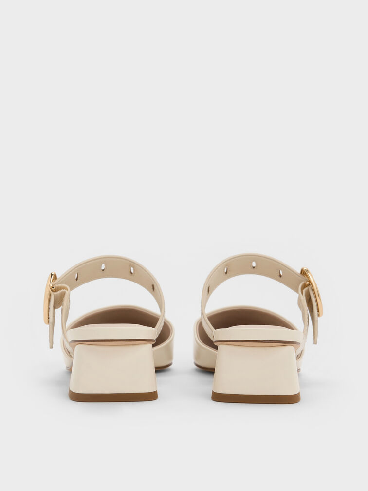 حذاء ميولز سيفي بكعب عالٍ بإبزيم بلمسة معدنية ومقدمة مدببة, كريم, hi-res