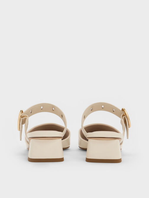 حذاء ميولز سيفي بكعب عالٍ بإبزيم بلمسة معدنية ومقدمة مدببة, كريم, hi-res