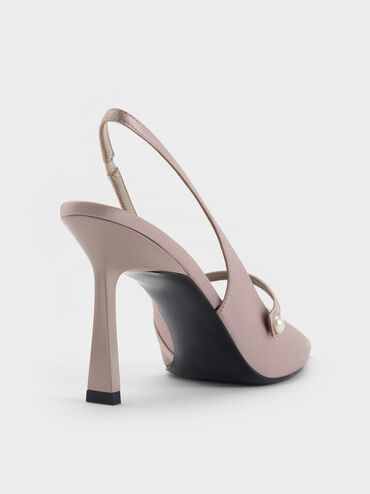 Helena Recycled Polyester Pearl-Buckle Pointed-Toe Slingback Pumps, Mauve, hi-res