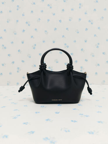 Sammie Knotted-Handle Wavy Tote Bag, Black, hi-res