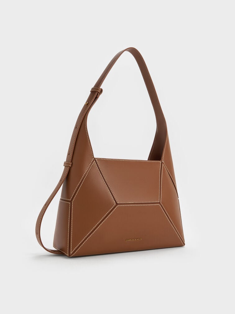 Nasrin Geometric Hobo Bag, Chocolate, hi-res