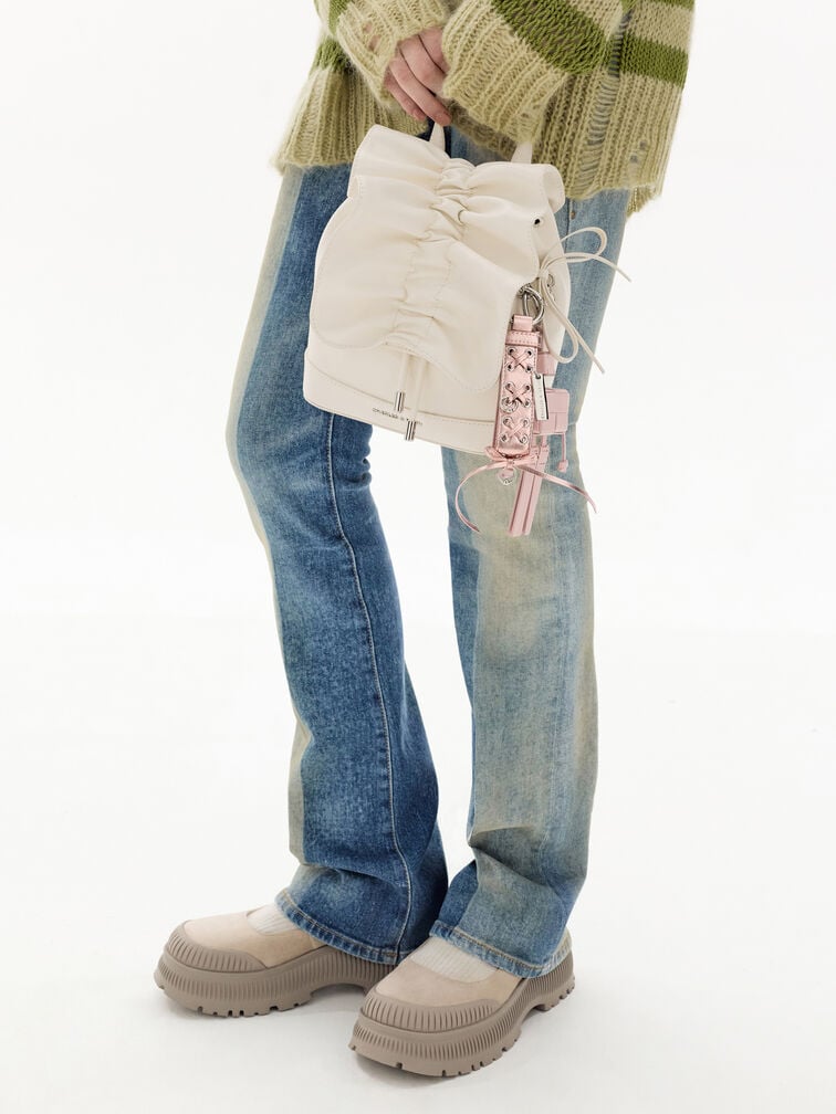 تعليقة شنطة إيفيت روبوت بنقشة منسوجة, زهري فاتح, hi-res