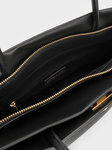 Lennie Top Handle Satchel Bag, Black, hi-res