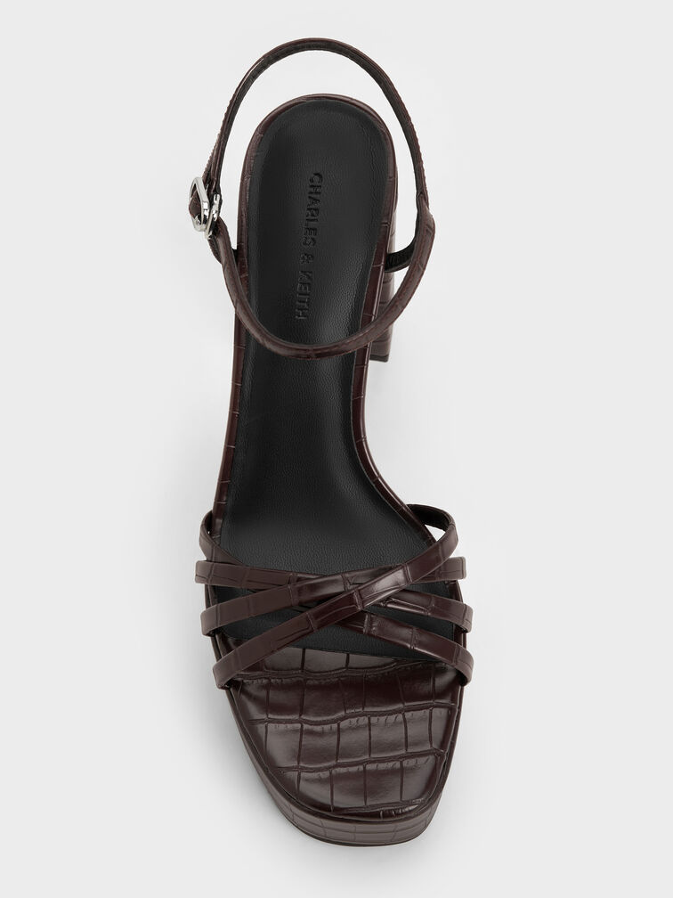 Georgina Croc-Effect Ankle-Strap Platform Sandals, Animal Print Brown, hi-res