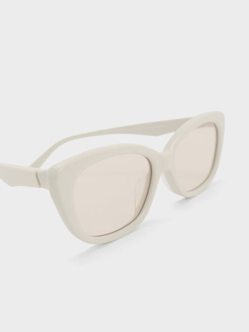 Maeva Recycled Acetate Cat-Eye Sunglasses, Chalk, hi-res