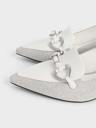 Metallic-Accent Pointed-Toe Block-Heel Pumps, Light Grey, hi-res