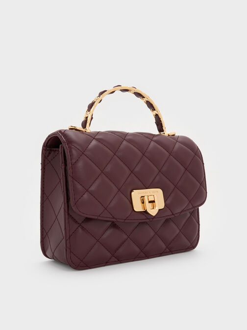 Cressida Quilted Top Handle Bag, Wineberry Red, hi-res