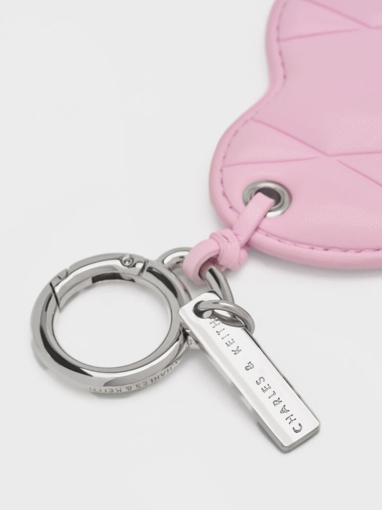 Heart Quilted Mirror Charm, Bubble Gum Pink, hi-res