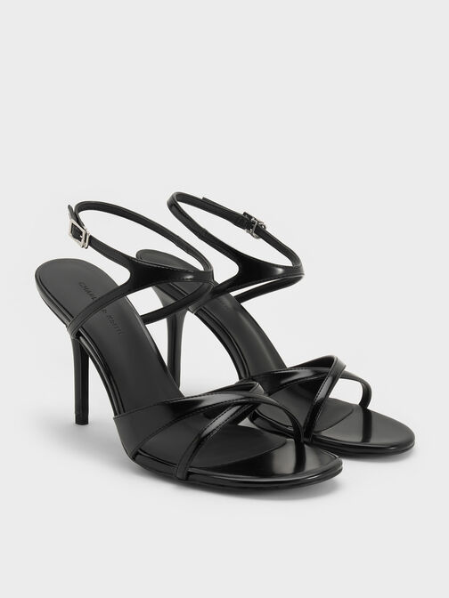 Crossover Stiletto Sandals, Black Boxed, hi-res