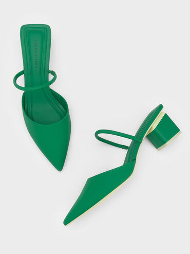 صندل مولز بكعب عريض, أخضر, hi-res