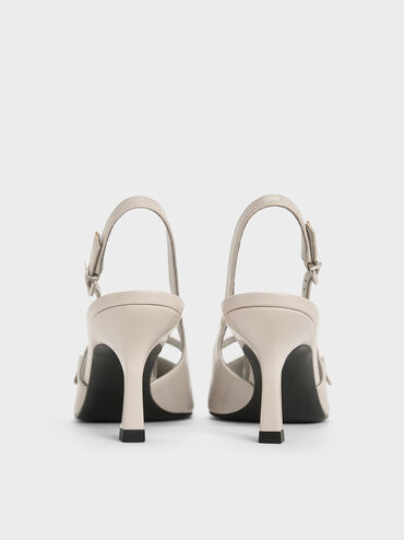 T-Bar Pointed-Toe Slingback Pumps, Light Grey, hi-res
