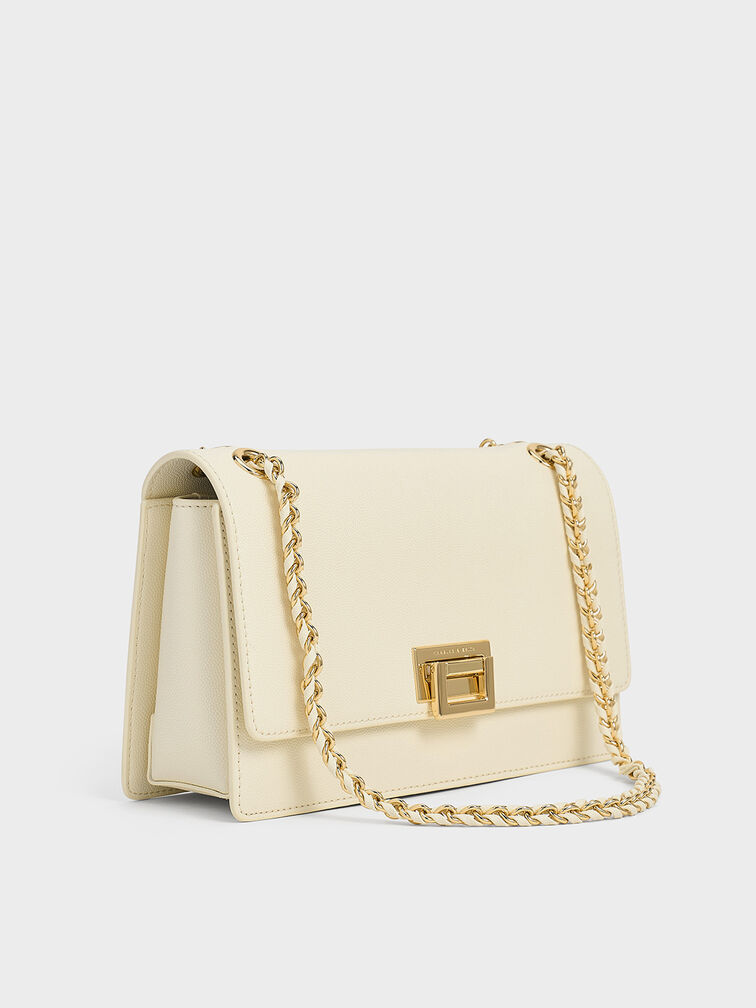 حقيبة كتف إيفرلاين بحزام مضفّر, كريم, hi-res