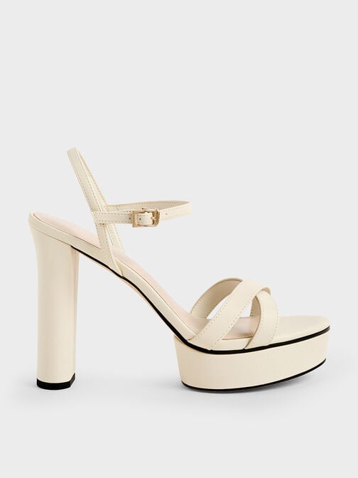 Faye Crossover Platform Heeled Sandals, Chalk, hi-res