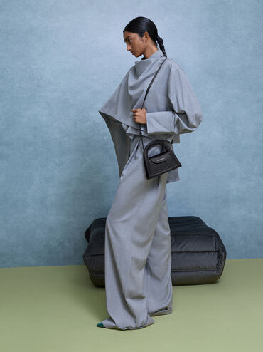 حقيبة إيست بمقبض علوي وتصميم لامع, أسود كلاسيكي, hi-res