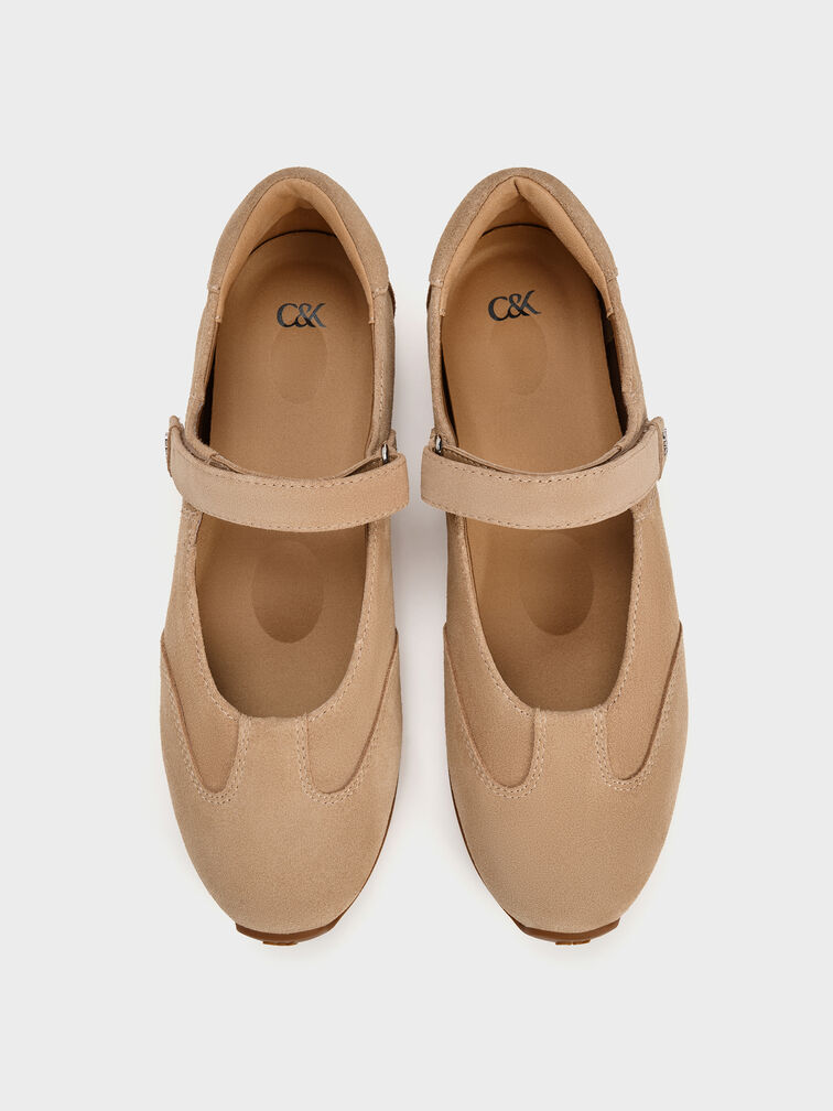 حذاء ماري جين الرياضي من مجموعة جيس من الشمواه, بيج, hi-res