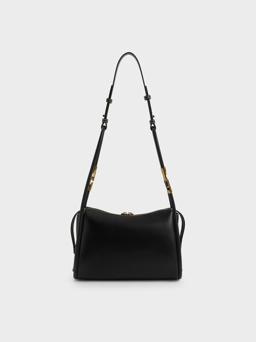 حقيبة كتف ليلا لينة بتصميم أنبوبي, أسود, hi-res