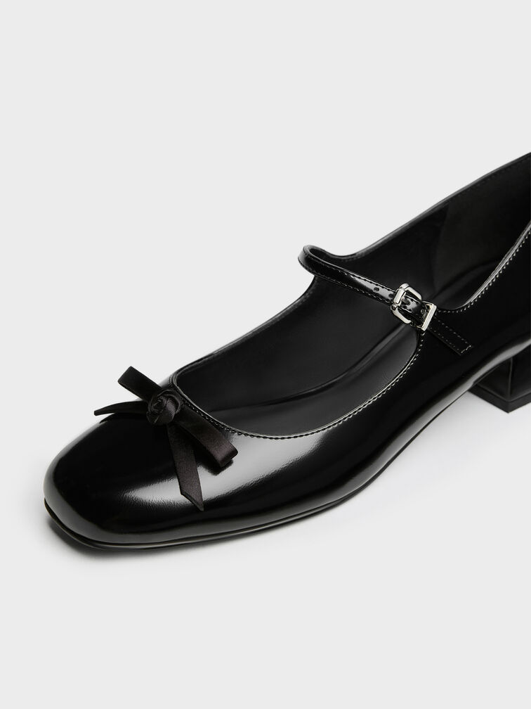 Kelis Rose-Bow Mary Jane Pumps, Black Boxed, hi-res