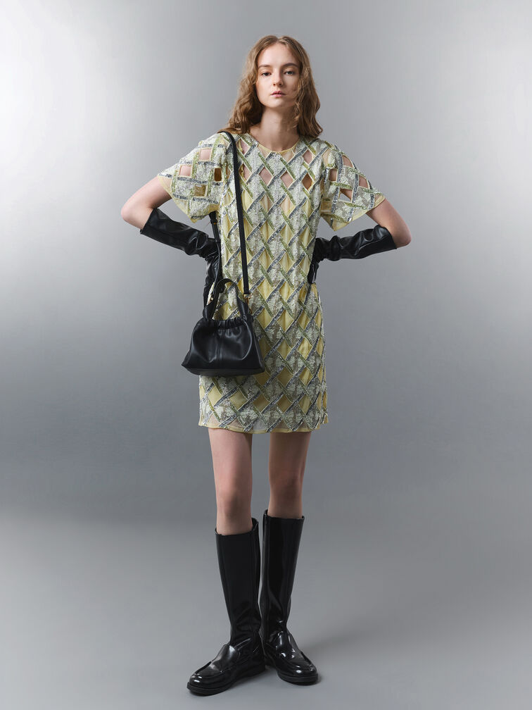 شنطة بمقبض سلسلة, أسود, hi-res