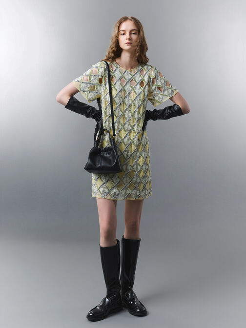 شنطة بمقبض سلسلة, أسود, hi-res