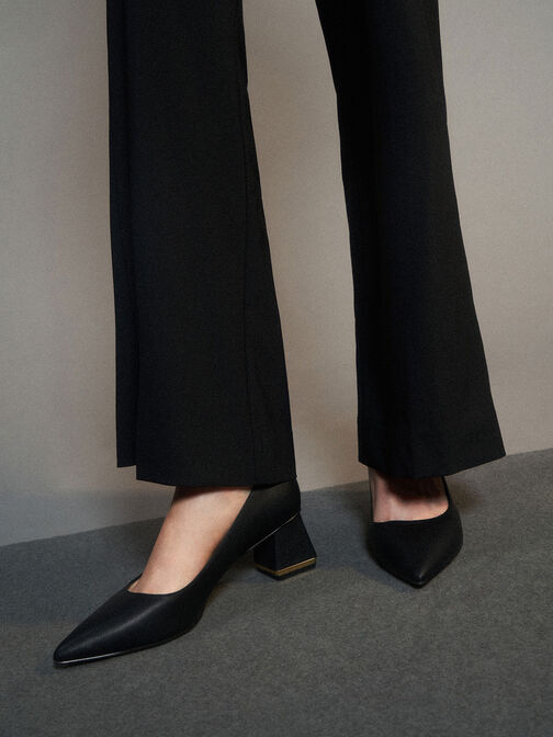 Trapeze Heel Pumps, Black, hi-res