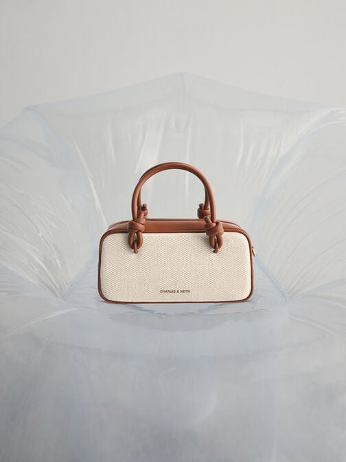 Sammie Canvas Knotted-Handle Elongated Bag, Taupe Canvas, hi-res