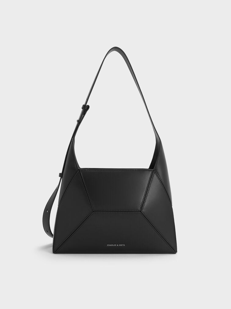 Nasrin Geometric Hobo Bag, Noir, hi-res
