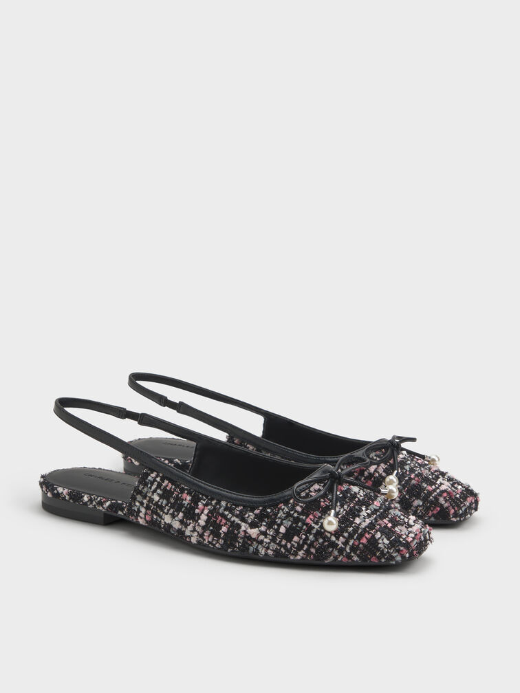Barbara Tweed Pearl-Embellished Bow Slingback Flats, Multi, hi-res