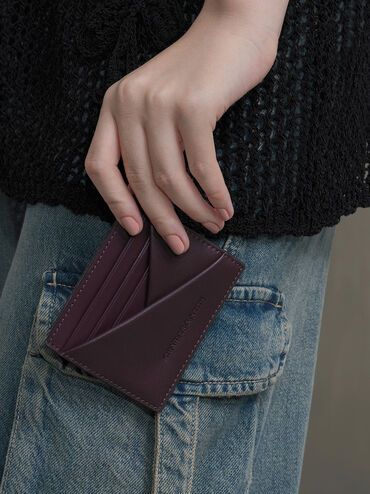 Midori Geometric Card Holder, Plum, hi-res