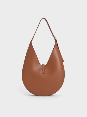 Cesia Metallic-Accent Hobo Bag, Chocolate, hi-res