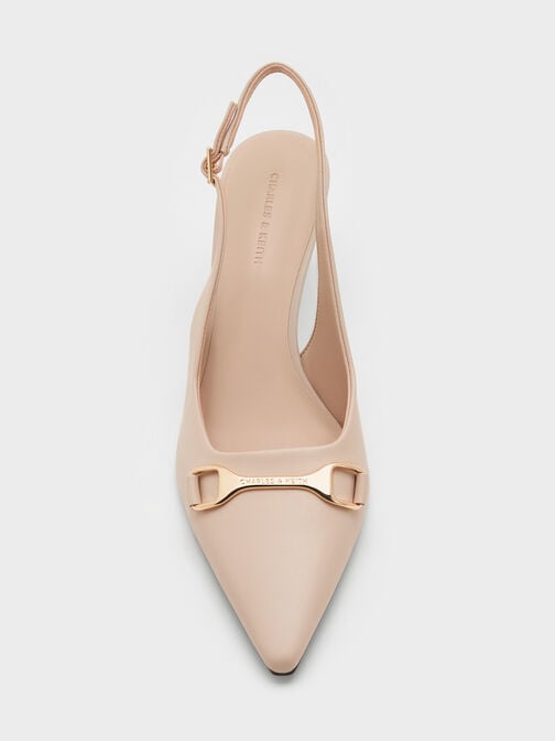 Leslie Metallic-Accent Slingback Pumps, Nude, hi-res
