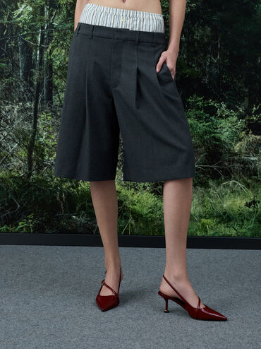 حذاء بامبس وين سلينجباك بكعب منحوت وإبزيم لامع, أحمر, hi-res