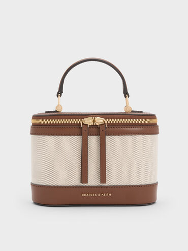 Enola Canvas Top Handle Vanity Bag, Chocolate, hi-res