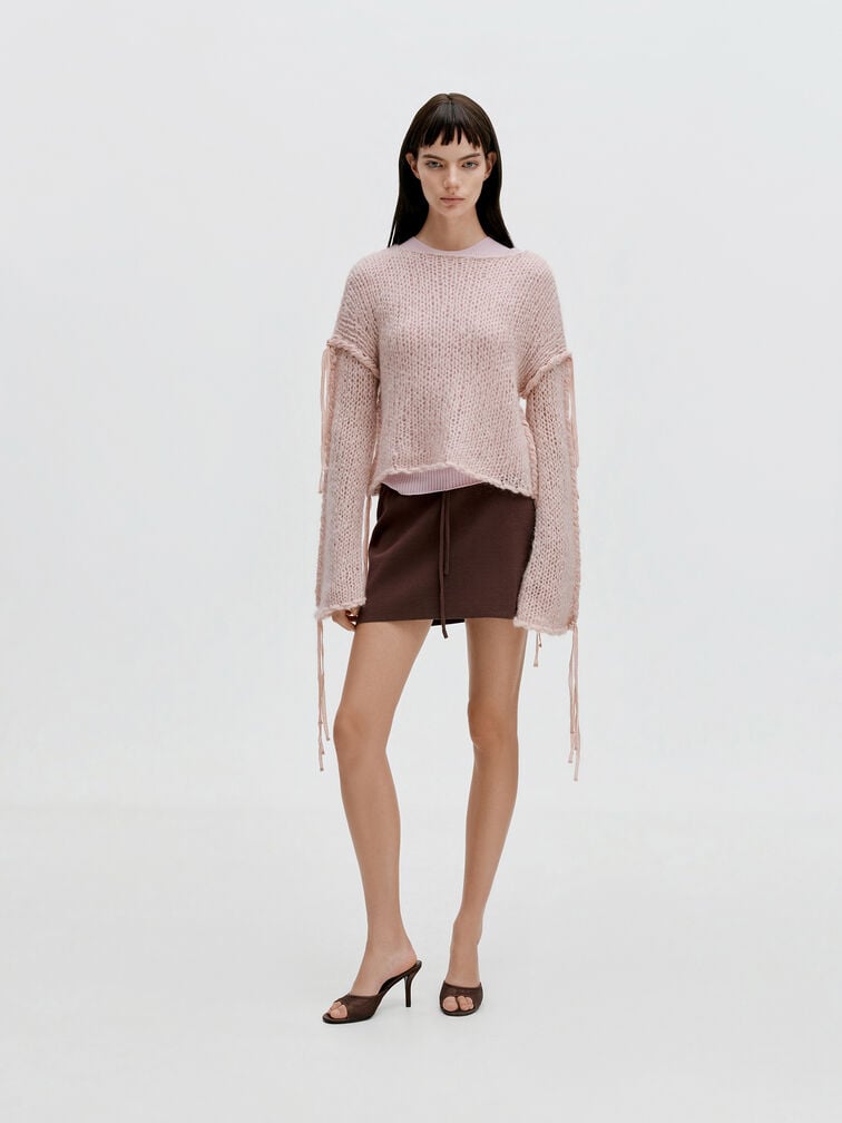 ميولز من الدانتيل بكعب ستيليتو, بني محبّب غامق, hi-res