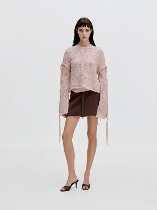 ميولز من الدانتيل بكعب ستيليتو, بني محبّب غامق, hi-res