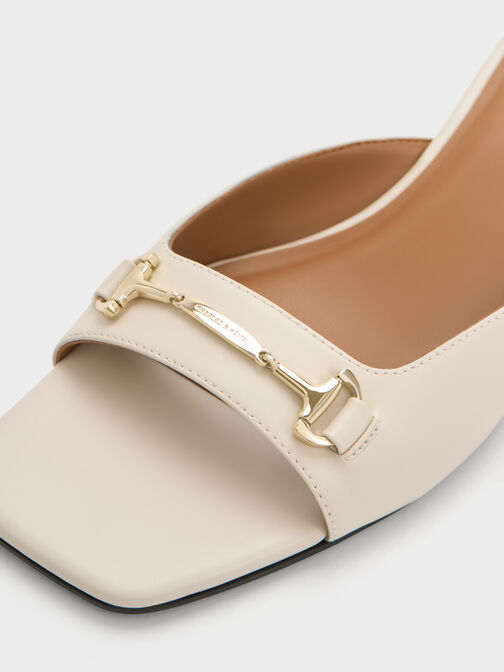 Erinna Metallc-Accent Wedge Mules, Cream, hi-res