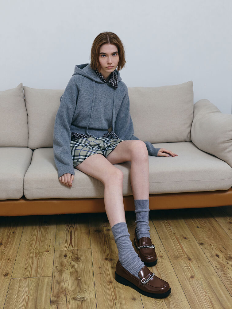 Georgie Chain Loafers, Dark Brown, hi-res