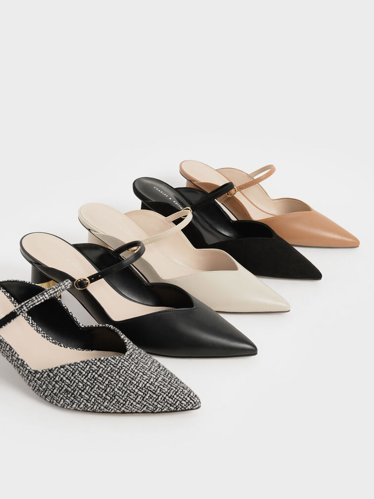 Cammie Metallic Sculptural Heel Mules, Camel, hi-res