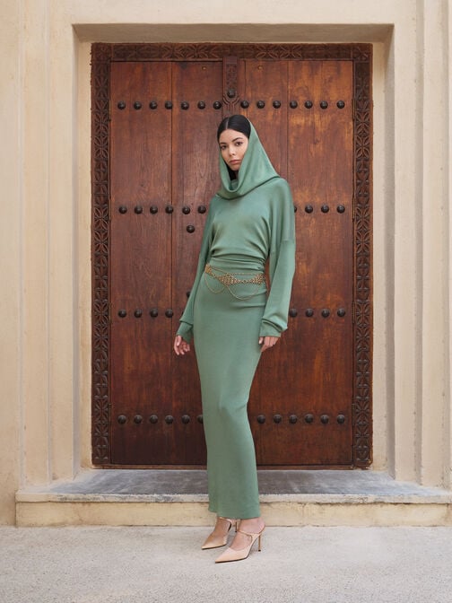 Satin Teardrop-Crystal Buckle-Strap Stiletto-Heel Mules, Gold, hi-res