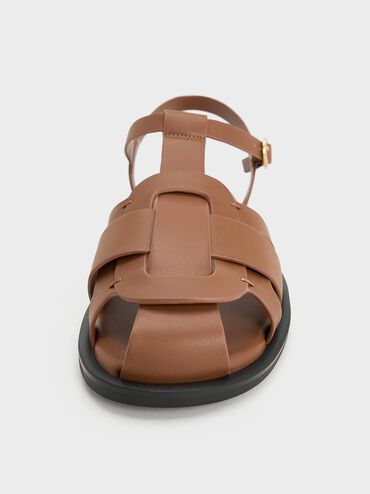 Easley T-Bar Caged Sandals, Caramel, hi-res