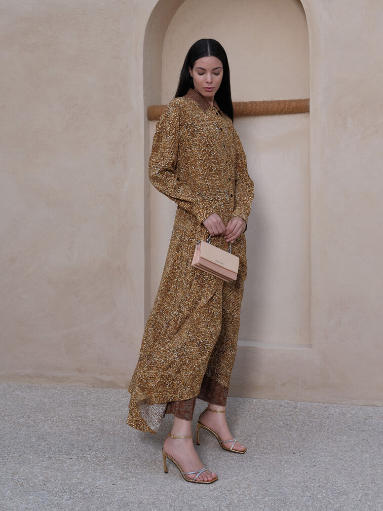 Kristine Glittered Wallet On Chain, Pink, hi-res