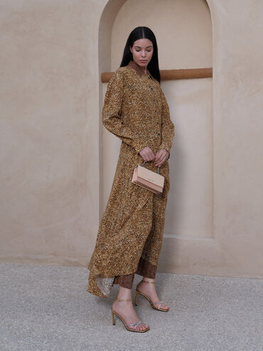 Kristine Glittered Wallet On Chain, Pink, hi-res