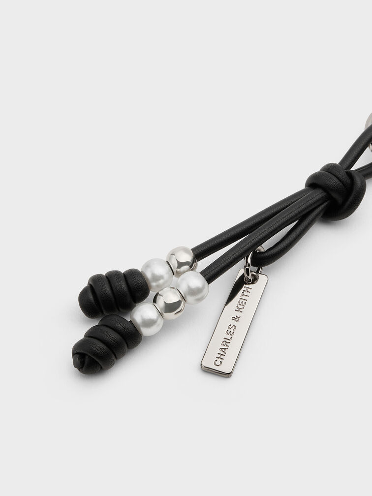 Beaded Cord Knot Charm, Noir, hi-res