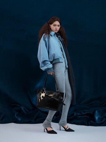 حقيبة دلفينا بحزام, أسود كلاسيكي, hi-res