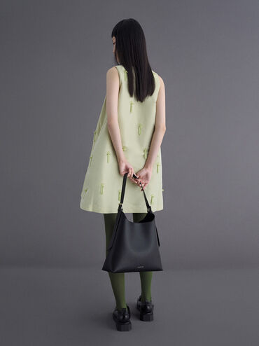 حقيبة هوبو "هيرثا" ترابيز مرنة, أسود كلاسيكي, hi-res